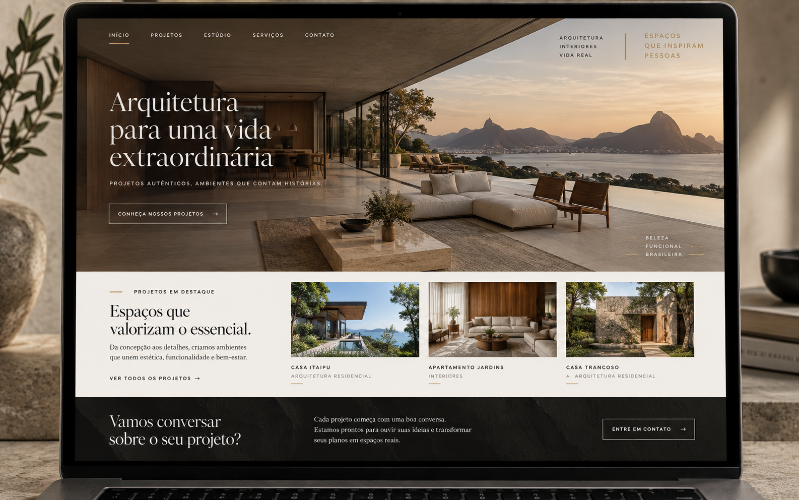 Projeto conceito de site para escritório de arquitetura